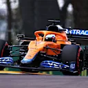 IMOLA, ITALY - APRIL 17: Daniel Ricciardo of Australia driving the (3) McLaren F1 Team MCL35M Mercedes launches off a raised kerb during qualifying ahead of the F1 Grand Prix of Emilia Romagna at Autodromo Enzo e Dino Ferrari on April 17, 2021 in Imola, Italy. (Photo by Lars Baron/Getty Images)