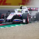 IMOLA, ITALY - APRIL 17:  Mick Schumacher of Germany driving the (47) Haas F1 Team VF-21 Ferrari runs wide in to the gravel during final practice ahead of the F1 Grand Prix of Emilia Romagna at Autodromo Enzo e Dino Ferrari on April 17, 2021 in Imola, Italy. (Photo by Dan Istitene - Formula 1/Formula 1 via Getty Images)