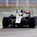 IMOLA, ITALY - APRIL 18: Mick Schumacher of Germany driving the (47) Haas F1 Team VF-21 Ferrari with a missing front wing during the F1 Grand Prix of Emilia Romagna at Autodromo Enzo e Dino Ferrari on April 18, 2021 in Imola, Italy. (Photo by Bryn Lennon/Getty Images)