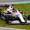 IMOLA, ITALY - APRIL 18: Kimi Raikkonen of Finland driving the (7) Alfa Romeo Racing C41 Ferrari runs wide during the F1 Grand Prix of Emilia Romagna at Autodromo Enzo e Dino Ferrari on April 18, 2021 in Imola, Italy. (Photo by Clive Mason - Formula 1/Formula 1 via Getty Images)