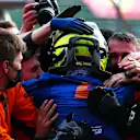 IMOLA, ITALY - APRIL 18: Third placed Lando Norris of Great Britain and McLaren F1 celebrates in parc ferme with his team during the F1 Grand Prix of Emilia Romagna at Autodromo Enzo e Dino Ferrari on April 18, 2021 in Imola, Italy. (Photo by Dan Istitene - Formula 1/Formula 1 via Getty Images)