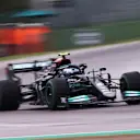 IMOLA, ITALY - APRIL 18: Valtteri Bottas of Finland driving the (77) Mercedes AMG Petronas F1 Team Mercedes W12 on track during the F1 Grand Prix of Emilia Romagna at Autodromo Enzo e Dino Ferrari on April 18, 2021 in Imola, Italy. (Photo by Lars Baron/Getty Images)