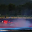 LE CASTELLET, FRANCE - JUNE 18: Carlos Sainz of Spain driving the (55) Scuderia Ferrari SF21 spins off track during practice ahead of the F1 Grand Prix of France at Circuit Paul Ricard on June 18, 2021 in Le Castellet, France. (Photo by Bryn Lennon - Formula 1/Formula 1 via Getty Images)