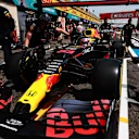 LE CASTELLET, FRANCE - JUNE 18: Max Verstappen of the Netherlands driving the (33) Red Bull Racing RB16B Honda is pushed back into the garage during practice ahead of the F1 Grand Prix of France at Circuit Paul Ricard on June 18, 2021 in Le Castellet, France. (Photo by Mark Thompson/Getty Images)
