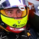 LE CASTELLET, FRANCE - JUNE 18: Sergio Perez of Mexico and Red Bull Racing prepares to drive in the garage during practice ahead of the F1 Grand Prix of France at Circuit Paul Ricard on June 18, 2021 in Le Castellet, France. (Photo by Mark Thompson/Getty Images)