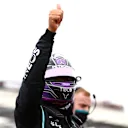 LE CASTELLET, FRANCE - JUNE 19: Second placed qualifier Lewis Hamilton of Great Britain and Mercedes GP celebrates in parc ferme during qualifying ahead of the F1 Grand Prix of France at Circuit Paul Ricard on June 19, 2021 in Le Castellet, France. (Photo by Dan Istitene - Formula 1/Formula 1 via Getty Images)