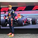 LE CASTELLET, FRANCE - JUNE 19: Pole position qualifier Max Verstappen of Netherlands and Red Bull Racing is interviewed after qualifying ahead of the F1 Grand Prix of France at Circuit Paul Ricard on June 19, 2021 in Le Castellet, France. (Photo by Nicolas Tucat - Pool/Getty Images)