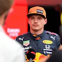 LE CASTELLET, FRANCE - JUNE 19: Pole position qualifier Max Verstappen of Netherlands and Red Bull Racing is interviewed after qualifying ahead of the F1 Grand Prix of France at Circuit Paul Ricard on June 19, 2021 in Le Castellet, France. (Photo by Nicolas Tucat - Pool/Getty Images)
