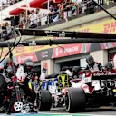 LE CASTELLET, FRANCE - JUNE 20: Kimi Raikkonen of Finland driving the (7) Alfa Romeo Racing C41 Ferrari comes in for a tyre change during the F1 Grand Prix of France at Circuit Paul Ricard on June 20, 2021 in Le Castellet, France. (Photo by Peter Fox/Getty Images)