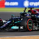 NORTHAMPTON, ENGLAND - JULY 16: Fastest qualifier Lewis Hamilton of Great Britain and Mercedes GP celebrates during qualifying ahead of the F1 Grand Prix of Great Britain at Silverstone on July 16, 2021 in Northampton, England. (Photo by Bryn Lennon - Formula 1/Formula 1 via Getty Images)
