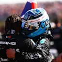 NORTHAMPTON, ENGLAND - JULY 18: Third placed Valtteri Bottas of Finland and Mercedes GP celebrates in parc ferme during the F1 Grand Prix of Great Britain at Silverstone on July 18, 2021 in Northampton, England. (Photo by Dan Istitene - Formula 1/Formula 1 via Getty Images)