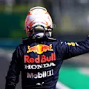 BUDAPEST, HUNGARY - JULY 31: Third place qualifier Max Verstappen of Netherlands and Red Bull Racing waves to the crowd in parc ferme during qualifying ahead of the F1 Grand Prix of Hungary at Hungaroring on July 31, 2021 in Budapest, Hungary. (Photo by Dan Istitene - Formula 1/Formula 1 via Getty Images)