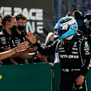 BUDAPEST, HUNGARY - JULY 31: Second place qualifier Valtteri Bottas of Finland and Mercedes GP celebrates in parc ferme during qualifying ahead of the F1 Grand Prix of Hungary at Hungaroring on July 31, 2021 in Budapest, Hungary. (Photo by David W Cerny - Pool/Getty Images)