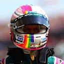 BUDAPEST, HUNGARY - JULY 31: Sebastian Vettel of Germany and Aston Martin F1 Team looks on in parc ferme during qualifying ahead of the F1 Grand Prix of Hungary at Hungaroring on July 31, 2021 in Budapest, Hungary. (Photo by Dan Istitene - Formula 1/Formula 1 via Getty Images)