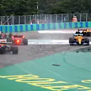 BUDAPEST, HUNGARY - AUGUST 01: A general view of the crash at the start during the F1 Grand Prix of Hungary at Hungaroring on August 01, 2021 in Budapest, Hungary. (Photo by Bryn Lennon/Getty Images)