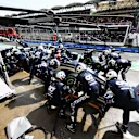 BUDAPEST, HUNGARY - AUGUST 01: Pierre Gasly of France driving the (10) Scuderia AlphaTauri AT02 Honda makes a pitstop during the F1 Grand Prix of Hungary at Hungaroring on August 01, 2021 in Budapest, Hungary. (Photo by Peter Fox/Getty Images)
