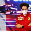 MONZA, ITALY - SEPTEMBER 10: Scuderia Ferrari Team Principal Mattia Binotto talks in the Team Principals Press Conference during practice ahead of the F1 Grand Prix of Italy at Autodromo di Monza on September 10, 2021 in Monza, Italy. (Photo by Mark Sutton - Pool/Getty Images)