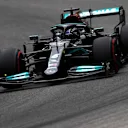 MONZA, ITALY - SEPTEMBER 10: Lewis Hamilton of Great Britain driving the (44) Mercedes AMG Petronas F1 Team Mercedes W12 during qualifying ahead of the F1 Grand Prix of Italy at Autodromo di Monza on September 10, 2021 in Monza, Italy. (Photo by Rudy Carezzevoli/Getty Images)