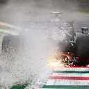MONZA, ITALY - SEPTEMBER 10: Sparks and gravel fly behind Valtteri Bottas of Finland driving the (77) Mercedes AMG Petronas F1 Team Mercedes W12 during qualifying ahead of the F1 Grand Prix of Italy at Autodromo di Monza on September 10, 2021 in Monza, Italy. (Photo by Clive Mason - Formula 1/Formula 1 via Getty Images)