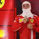 MONZA, ITALY - SEPTEMBER 11: Charles Leclerc of Monaco and Ferrari prepares to drive in the garage prior to the Sprint ahead of the F1 Grand Prix of Italy at Autodromo di Monza on September 11, 2021 in Monza, Italy. (Photo by Lars Baron/Getty Images)