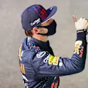 MONZA, ITALY - SEPTEMBER 11: Second place finisher Max Verstappen of Netherlands and Red Bull Racing celebrates in parc ferme during the Sprint ahead of the F1 Grand Prix of Italy at Autodromo di Monza on September 11, 2021 in Monza, Italy. (Photo by Bryn Lennon/Getty Images)