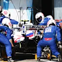 MONZA, ITALY - SEPTEMBER 12: Mick Schumacher of Germany driving the (47) Haas F1 Team VF-21 Ferrari makes a pitstop during the F1 Grand Prix of Italy at Autodromo di Monza on September 12, 2021 in Monza, Italy. (Photo by Peter Fox/Getty Images)