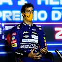 MONZA, ITALY - SEPTEMBER 12: Race winner Daniel Ricciardo of Australia and McLaren F1 talks in the press conference after the F1 Grand Prix of Italy at Autodromo di Monza on September 12, 2021 in Monza, Italy. (Photo by Rudy Carezzevoli/Getty Images)