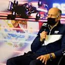 MEXICO CITY, MEXICO - NOVEMBER 05: Scuderia AlphaTauri Team Principal Franz Tost talks in the Team Principals Press Conference during practice ahead of the F1 Grand Prix of Mexico at Autodromo Hermanos Rodriguez on November 05, 2021 in Mexico City, Mexico. (Photo by Mark Sutton - Pool/Getty Images)
