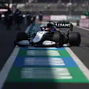 MEXICO CITY, MEXICO - NOVEMBER 06: George Russell of Great Britain driving the (63) Williams Racing FW43B Mercedes in the Pitlane during final practice ahead of the F1 Grand Prix of Mexico at Autodromo Hermanos Rodriguez on November 06, 2021 in Mexico City, Mexico. (Photo by Bryn Lennon - Formula 1/Formula 1 via Getty Images)
