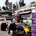 MEXICO CITY, MEXICO - NOVEMBER 06: Third place qualifier Max Verstappen of Netherlands and Red Bull Racing climbs from his car in parc ferme during qualifying ahead of the F1 Grand Prix of Mexico at Autodromo Hermanos Rodriguez on November 06, 2021 in Mexico City, Mexico. (Photo by Francisco Guasco - Pool/Getty Images)