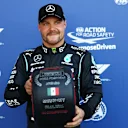 MEXICO CITY, MEXICO - NOVEMBER 06: Pole position qualifier Valtteri Bottas of Finland and Mercedes GP celebrates in parc ferme during qualifying ahead of the F1 Grand Prix of Mexico at Autodromo Hermanos Rodriguez on November 06, 2021 in Mexico City, Mexico. (Photo by Bryn Lennon - Formula 1/Formula 1 via Getty Images)