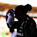 MEXICO CITY, MEXICO - NOVEMBER 06: Second place qualifier Lewis Hamilton of Great Britain and Mercedes GP looks on in parc ferme during qualifying ahead of the F1 Grand Prix of Mexico at Autodromo Hermanos Rodriguez on November 06, 2021 in Mexico City, Mexico. (Photo by Mario Renzi - Formula 1/Formula 1 via Getty Images)