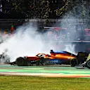 MEXICO CITY, MEXICO - NOVEMBER 07: Daniel Ricciardo of Australia driving the (3) McLaren F1 Team MCL35M Mercedes passes Valtteri Bottas of Finland driving the (77) Mercedes AMG Petronas F1 Team Mercedes W12 after he span at the start during the F1 Grand Prix of Mexico at Autodromo Hermanos Rodriguez on November 07, 2021 in Mexico City, Mexico. (Photo by Mark Thompson/Getty Images)