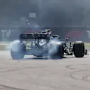 MEXICO CITY, MEXICO - NOVEMBER 07: Valtteri Bottas of Finland driving the (77) Mercedes AMG Petronas F1 Team Mercedes W12 spins during the F1 Grand Prix of Mexico at Autodromo Hermanos Rodriguez on November 07, 2021 in Mexico City, Mexico. (Photo by Peter Fox/Getty Images)