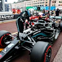 MONTE-CARLO, MONACO - MAY 22: Third placed qualifier Valtteri Bottas of Finland and Mercedes GP climbs out of his car in parc ferme after qualifying prior to the F1 Grand Prix of Monaco at Circuit de Monaco on May 22, 2021 in Monte-Carlo, Monaco. (Photo by Sebastien Nogier - Pool/Getty Images)