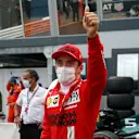 MONTE-CARLO, MONACO - MAY 22: Pole position qualifier Charles Leclerc of Monaco and Ferrari celebrates in parc ferme during qualifying prior to the F1 Grand Prix of Monaco at Circuit de Monaco on May 22, 2021 in Monte-Carlo, Monaco. (Photo by Sebastien Nogier - Pool/Getty Images)