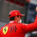 MONTE-CARLO, MONACO - MAY 22: Pole position qualifier Charles Leclerc of Monaco and Ferrari celebrates in parc ferme during qualifying for the F1 Grand Prix of Monaco at Circuit de Monaco on May 22, 2021 in Monte-Carlo, Monaco. (Photo by Dan Istitene - Formula 1/Formula 1 via Getty Images)