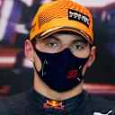 MONTE-CARLO, MONACO - MAY 22: Second placed qualifier Max Verstappen of Netherlands and Red Bull Racing talks during a Press Conference after qualifying prior to the F1 Grand Prix of Monaco at Circuit de Monaco on May 22, 2021 in Monte-Carlo, Monaco. (Photo by Pool/Getty Images)
