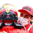 MONTE-CARLO, MONACO - MAY 23: Second placed Carlos Sainz of Spain and Ferrari is congratulated by teammate Charles Leclerc of Monaco and Ferrari in parc ferme during the F1 Grand Prix of Monaco at Circuit de Monaco on May 23, 2021 in Monte-Carlo, Monaco. (Photo by Dan Istitene - Formula 1/Formula 1 via Getty Images)