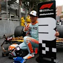 MONTE-CARLO, MONACO - MAY 23: Third placed Lando Norris of Great Britain and McLaren F1 celebrates in parc ferme during the F1 Grand Prix of Monaco at Circuit de Monaco on May 23, 2021 in Monte-Carlo, Monaco. (Photo by Sebastian Nogier - Pool/Getty Images)
