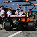 ZANDVOORT, NETHERLANDS - SEPTEMBER 03: Lando Norris of Great Britain driving the (4) McLaren F1 Team MCL35M Mercedes stops in the Pitlane during practice ahead of the F1 Grand Prix of The Netherlands at Circuit Zandvoort on September 03, 2021 in Zandvoort, Netherlands. (Photo by Dan Mullan/Getty Images)