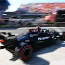 ZANDVOORT, NETHERLANDS - SEPTEMBER 04: Lewis Hamilton of Great Britain driving the (44) Mercedes AMG Petronas F1 Team Mercedes W12 leaves the garage during qualifying ahead of the F1 Grand Prix of The Netherlands at Circuit Zandvoort on September 04, 2021 in Zandvoort, Netherlands. (Photo by Dan Mullan/Getty Images)