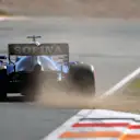 ZANDVOORT, NETHERLANDS - SEPTEMBER 04: George Russell of Great Britain driving the (63) Williams Racing FW43B Mercedes during qualifying ahead of the F1 Grand Prix of The Netherlands at Circuit Zandvoort on September 04, 2021 in Zandvoort, Netherlands. (Photo by Bryn Lennon/Getty Images)