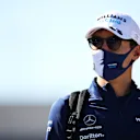 PORTIMAO, PORTUGAL - APRIL 30: George Russell of Great Britain and Williams walks in the Paddock before practice ahead of the F1 Grand Prix of Portugal at Autodromo Internacional Do Algarve on April 30, 2021 in Portimao, Portugal. (Photo by Mark Thompson/Getty Images)