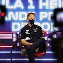 PORTIMAO, PORTUGAL - APRIL 30: Red Bull Racing Team Principal Christian Horner talks in the Team Principals Press Conference during practice ahead of the F1 Grand Prix of Portugal at Autodromo Internacional Do Algarve on April 30, 2021 in Portimao, Portugal. (Photo by Lars Baron/Getty Images)