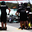 PORTIMAO, PORTUGAL - APRIL 30: Valtteri Bottas of Finland driving the (77) Mercedes AMG Petronas F1 Team Mercedes W12 in the Pitlane during practice ahead of the F1 Grand Prix of Portugal at Autodromo Internacional Do Algarve on April 30, 2021 in Portimao, Portugal. (Photo by Mark Thompson/Getty Images)