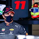 PORTIMAO, PORTUGAL - APRIL 30: Sergio Perez of Mexico and Red Bull Racing prepares to drive in the garage during practice ahead of the F1 Grand Prix of Portugal at Autodromo Internacional Do Algarve on April 30, 2021 in Portimao, Portugal. (Photo by Mark Thompson/Getty Images)