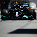 PORTIMAO, PORTUGAL - APRIL 30: Lewis Hamilton of Great Britain driving the (44) Mercedes AMG Petronas F1 Team Mercedes W12 in the Pitlane during practice ahead of the F1 Grand Prix of Portugal at Autodromo Internacional Do Algarve on April 30, 2021 in Portimao, Portugal. (Photo by Peter Fox/Getty Images)