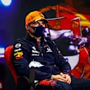 PORTIMAO, PORTUGAL - MAY 01: Third placed qualifier Max Verstappen of Netherlands and Red Bull Racing talks during a Press Conference after qualifying for the F1 Grand Prix of Portugal at Autodromo Internacional Do Algarve on May 01, 2021 in Portimao, Portugal. (Photo by Xavier Bonilla - Pool/Getty Images)