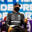 PORTIMAO, PORTUGAL - MAY 01: Pole position qualifier Valtteri Bottas of Finland and Mercedes GP talks during a Press Conference after qualifying for the F1 Grand Prix of Portugal at Autodromo Internacional Do Algarve on May 01, 2021 in Portimao, Portugal. (Photo by Xavier Bonilla - Pool/Getty Images)